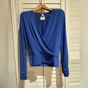 H&M Vibrant Blue Wrap Blouse